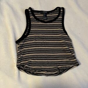 Forever 21 Black and Cream Striped Tank Top
